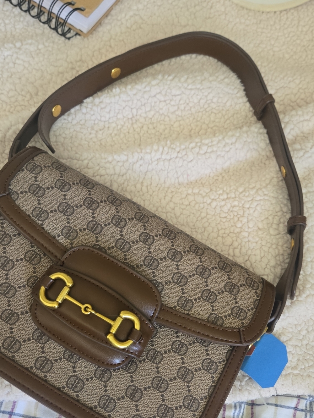 Brown Monogram Shoulder Bag with Gold Hardware / Inspired